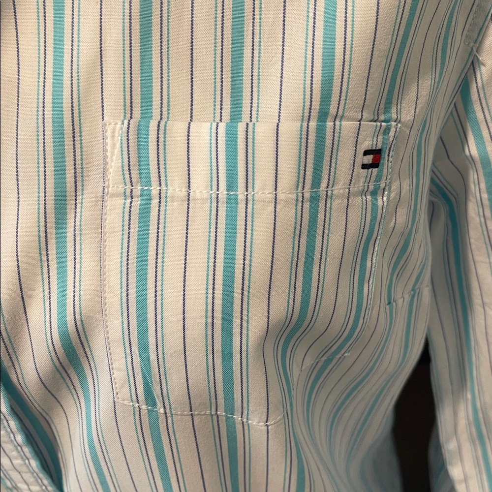 Tommy Hilfiger Preppy Striped Cotton Button Down Shirt Size L - Picture 3 of 7